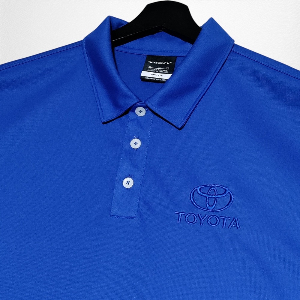 Nike Golf Toyota Polo Shirt Mens XL Blue Dri-Fit Performance S/S Embroidered